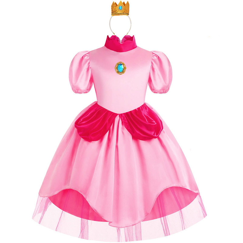 碧琪公主裙女童裙桃子peach礼服装超级玛丽马里奥儿童演出连衣裙