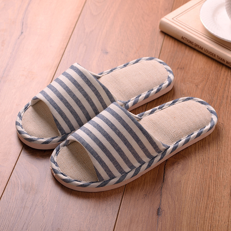 Women's Spring and Autumn Indoor Household Couple Non-Slip Soft Bottom Summer Cotton Linen Fabric Sweat-Absorbent Slippers Men