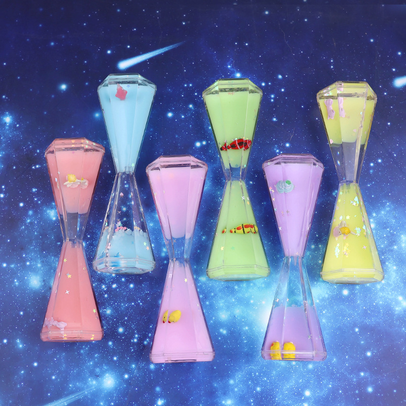 创意梦幻沙漏摆件 彩色油滴液体计时器亚克力发光桌面装饰工艺品