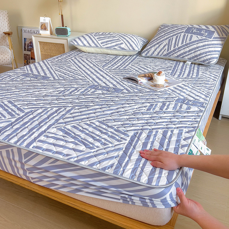 Summer Ice Silk Latex Summer Mat Fitted Sheet Three-Piece Set Can Be Wash Folded Single Double Student Dormitory Mat