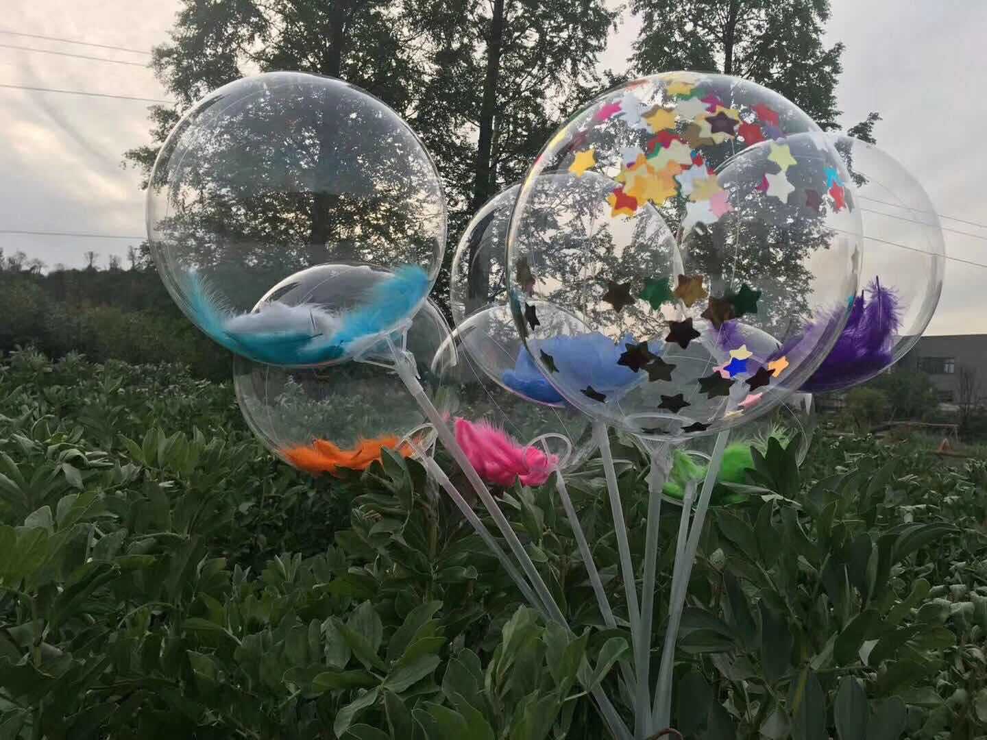 ins网红气球带灯透明发光波波球led彩灯纯色粉紫蓝绿地摊夜市广场