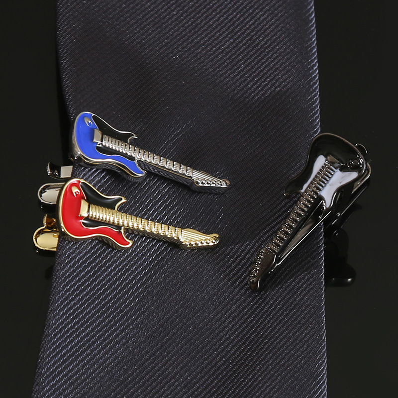 2024 new men‘s fashion personalized boutique suit creative tie clip guitar style multi-color all-match tie clip