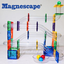出口7.5厘米彩窗轨道积木管道滚珠磁力片强磁儿童益智拼装玩具