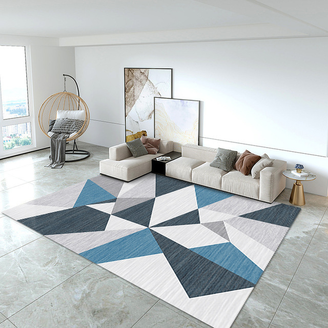 Living Room Carpet New Geometric Pattern Household Living Room Crystal Velvet Carpet Floor Mat Modern & Minimalism Bedroom Carpet
