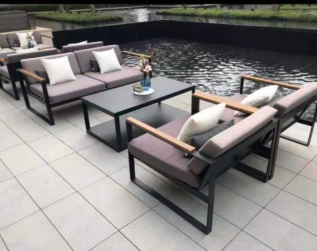 户外不锈钢沙发园林景观卡座露天庭院别墅房地产酒店门口休闲沙发