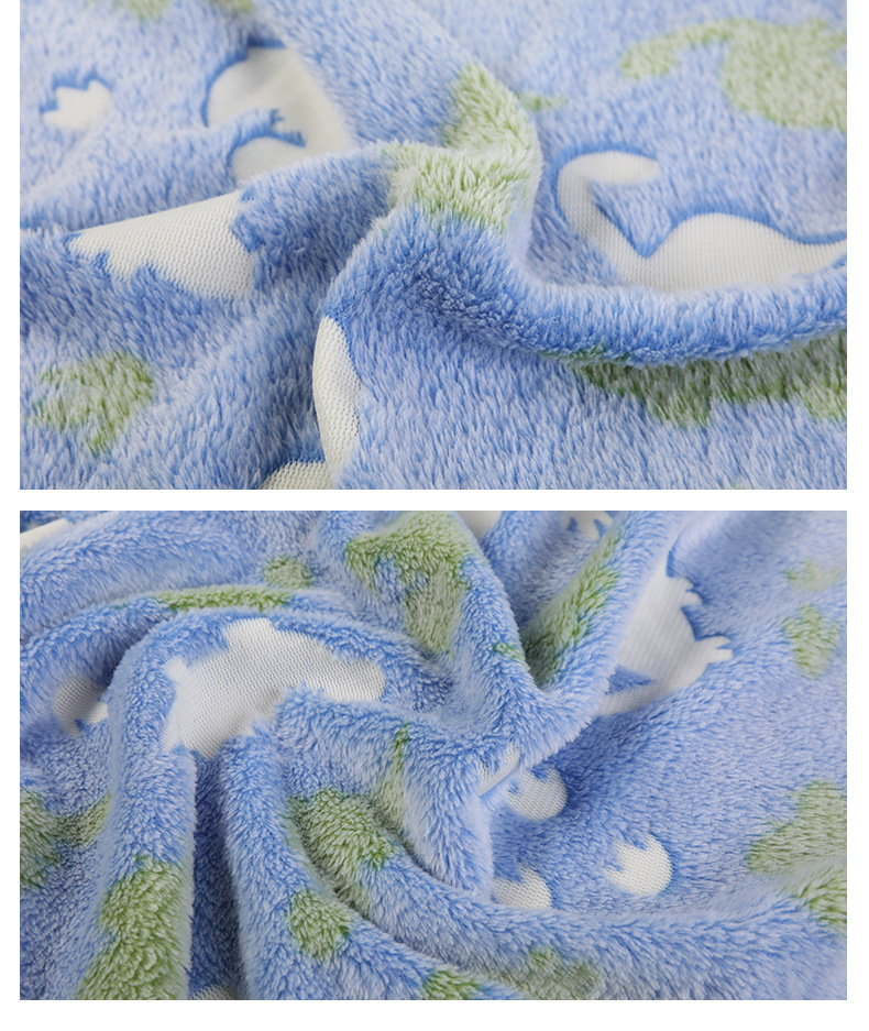 厂家现货夜光法兰绒 荧光双面法兰绒印花毯子卡通动物睡衣面料