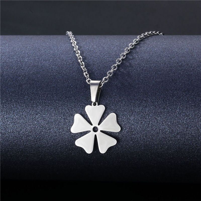 Stainless Steel Little Windmill Pendant Small Flower Necklace Women's Fashion Simple Clavicle Chain Girlfriends' Gift Girlfriend Valentine's Day Gift