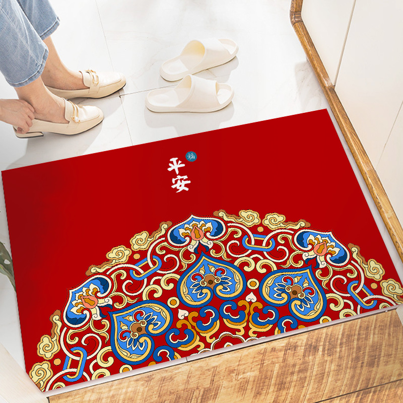 红色喜庆入户门垫出入平安地垫玄关进门垫新中式家用门口耐脏脚垫