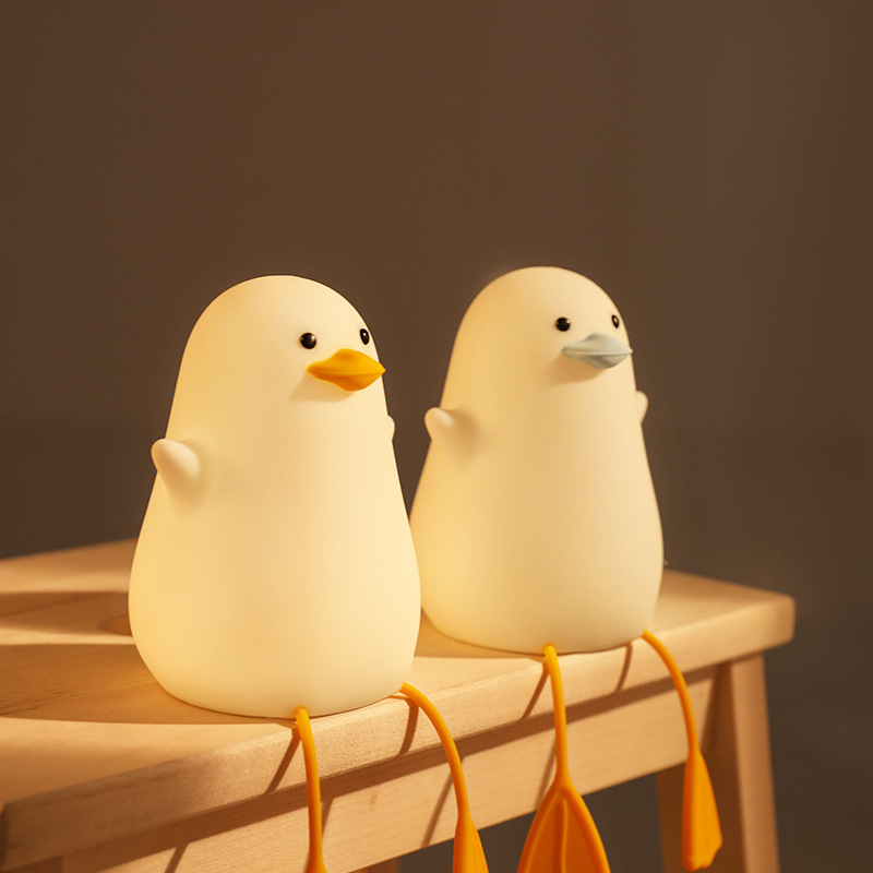 Cross-Border Xiao'ou Duck Small Induction Night Lamp Lying Flat Duck Silicone Pat Lamp Bedroom Bedside Lamp Charging Ambience Light