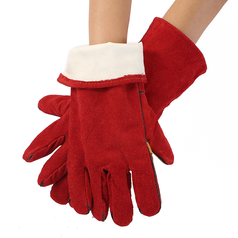 牛皮工作牛二层皮黄布黄皮劳保手套电焊工全掌驳掌手套厂家批发