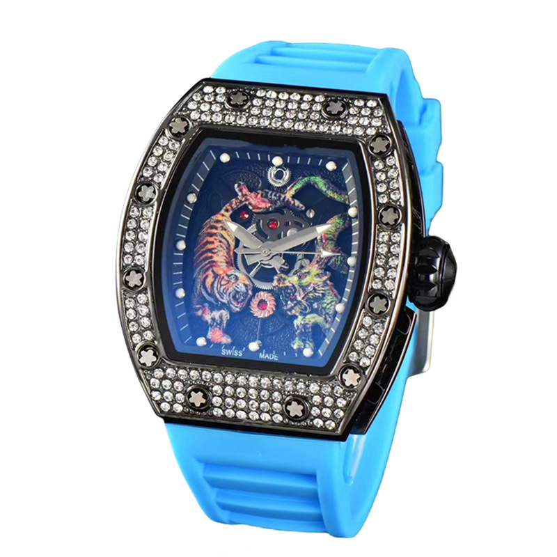 in Stock Wholesale New Cross-Border Foreign Trade Tonneau Richard Dragon Totem Waterproof Luminous Quartz Watch Men