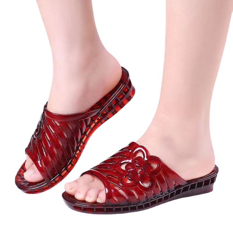 Plastic Crystal Sandals Women's Wedge Fashionable All-Match Casual Non-Slip Wear-Resistant Wholesale Foreign Trade Stall Home Shoes