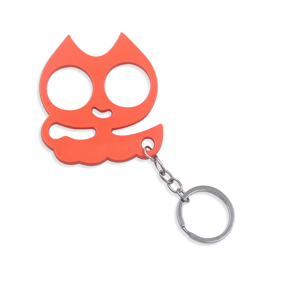 Brass Knuckle Keychain Rabbit Ear Cute Cat Brass Knuckle Window Breaking Machine Women's Anti-Wolf Self-Defense Car Metal Pendant