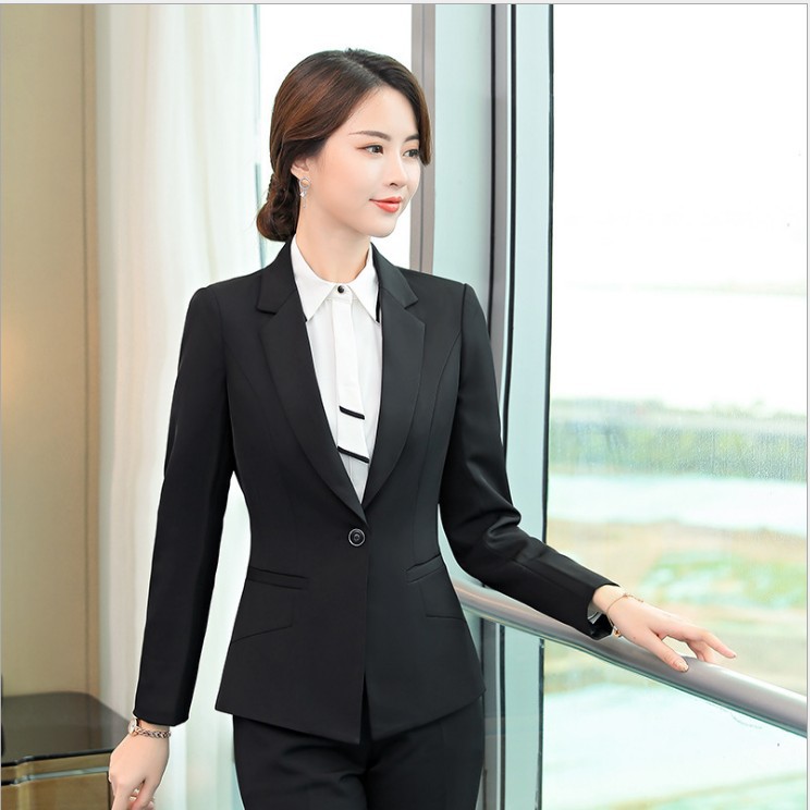 正装女套装春秋上班黑色西装公务员面试服装女职业套装女时尚气质