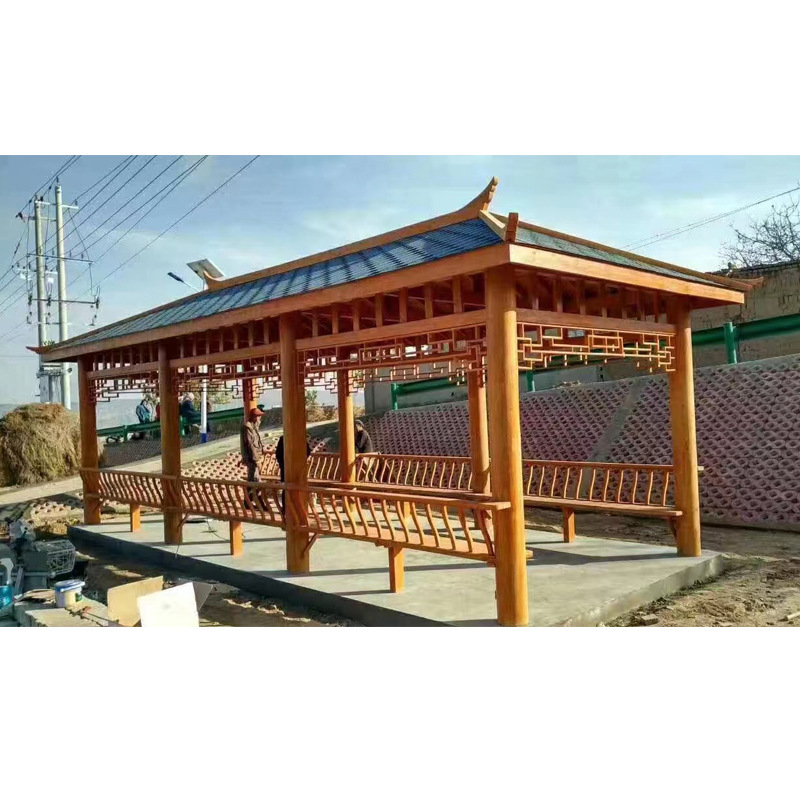 定制户外防腐木长廊仿古建凉亭景观园区别墅庭院室外实木廊亭子