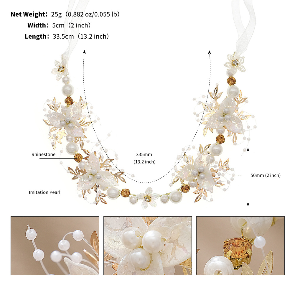 New Chinese Xiuhe Antique Hair Accessories Handmade Children's Headband Mori Style Acrylic Flower Pearl Braided Hair Band