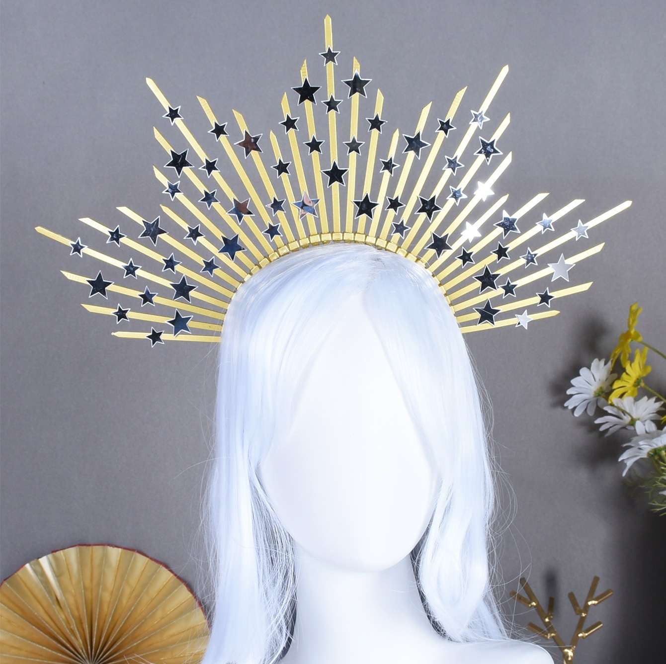 女神头饰亮片系带光环万圣节服装头饰角色扮演扎带五角星月亮发箍