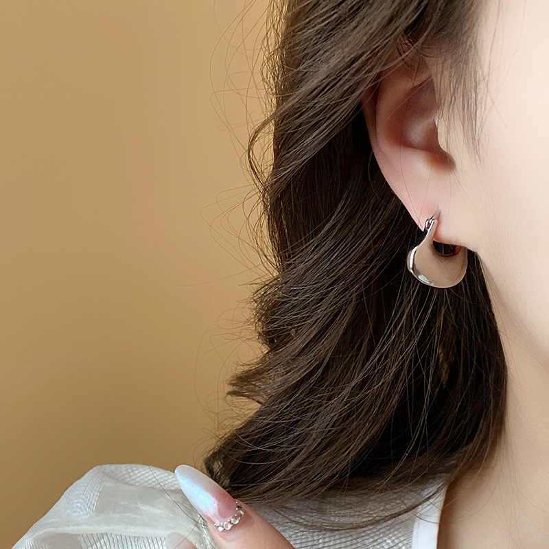 Genuine Gold Electroplated Fashion Bag Ear Buckle Creative Versatile Design Earrings Metal Style High-Grade Earrings Wholesale for Women