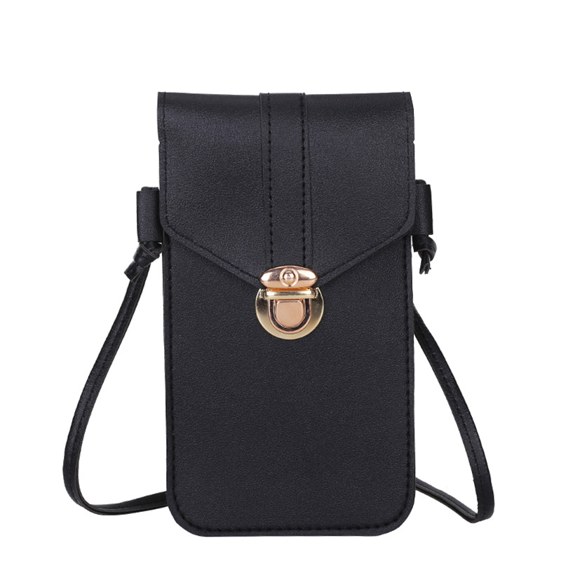 Trendy Women's Twist Lock Shoulder Bag 2023 New Crossbody PU Leather Phone Wallet Retro Student Solid Color Small Wallet