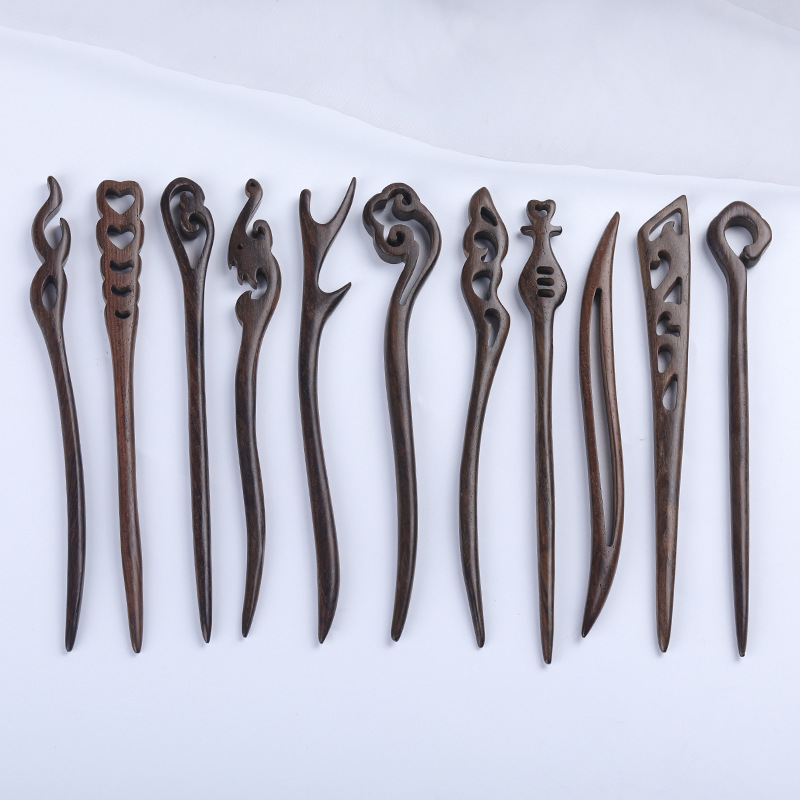 Leather Gray Wooden Hair Clasp Ebony Hair Clasp Wooden Hair Clasp Hairpin Simple Modern Style Car Wood Antique Hair Accessories Daily Hanfu Headdress for Women