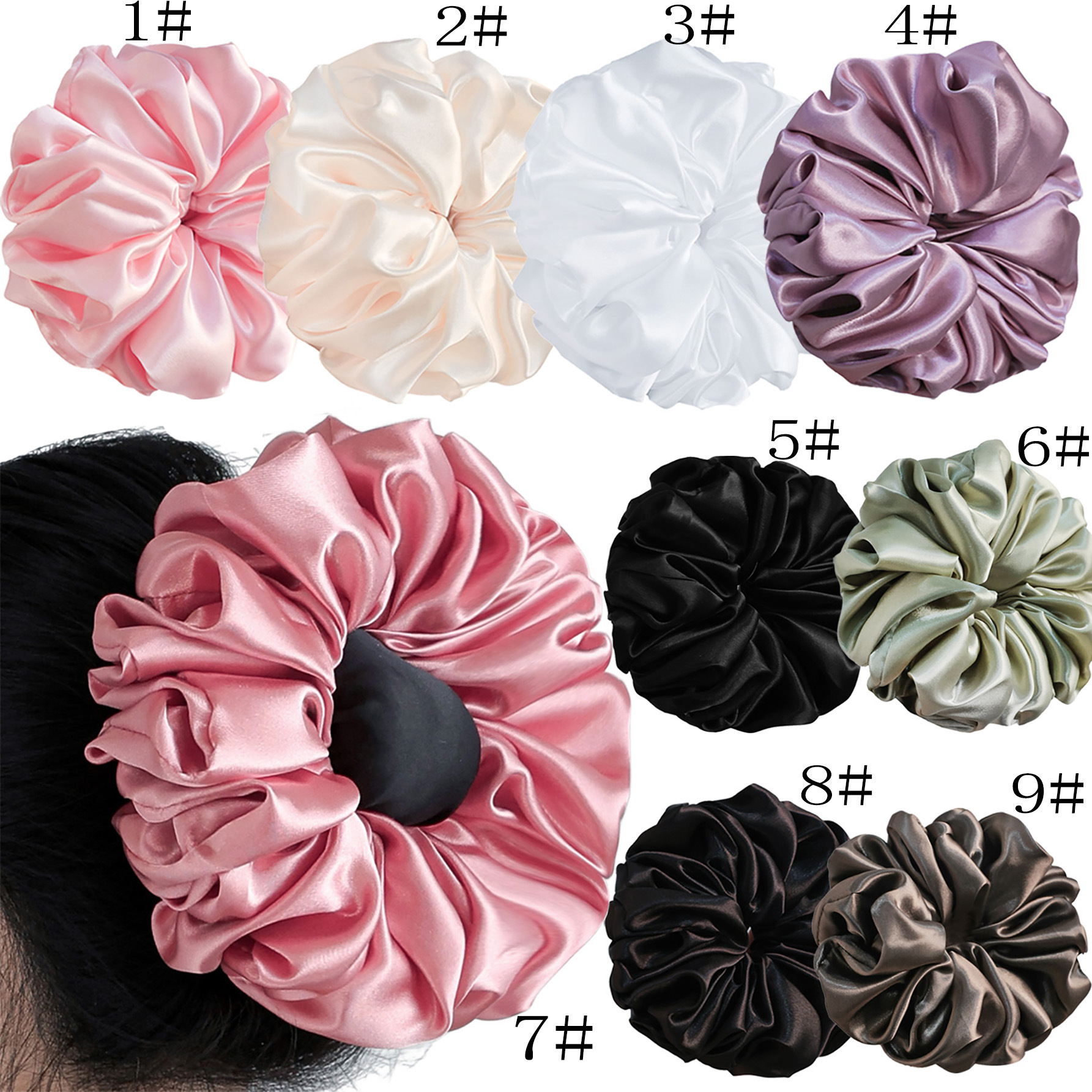 Cross-Border New Arrival Extra Large Size Glossy Big Head Flower Large Intestine Ring Hair Ring Hair Accessories