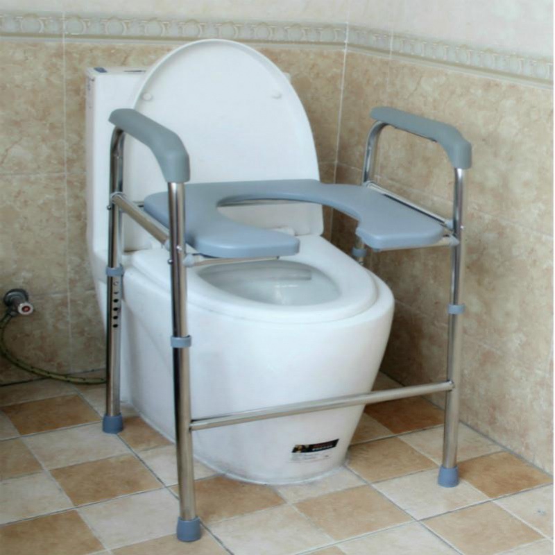 马桶扶手不锈钢加固老人坐便椅孕妇防滑移动坐便器残疾人坐便架子