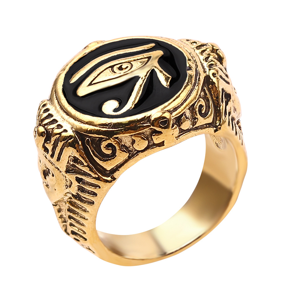 经典复古埃及法老的荷鲁斯之眼戒指创意花纹指环欧美跨境饰品