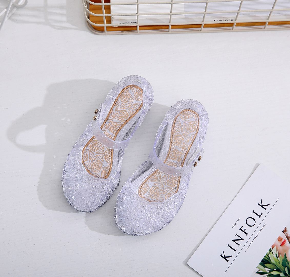 Cross-Border 2023 Frozen 2 Princess Shoes for Girls Girls High Heel Crystal Shoes Sandals Children's Performance Shoes