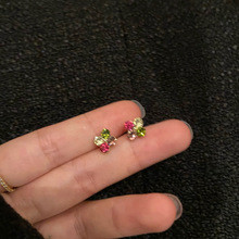 绿野蔷薇~新款韩国小众设计感撞色耳钉小巧气质百搭耳环耳饰女