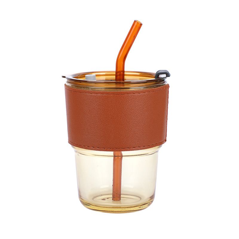 Bamboo Joint Cup Creative Glass Household Glass 420ml Office Straw Cup Ins Style Large Capacity Coffee Cup