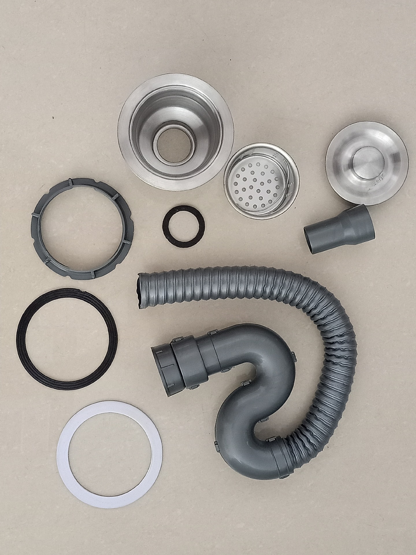 厨房水槽洗菜盆下水器钢头 水槽下水管配件厂家直供单盆下水器