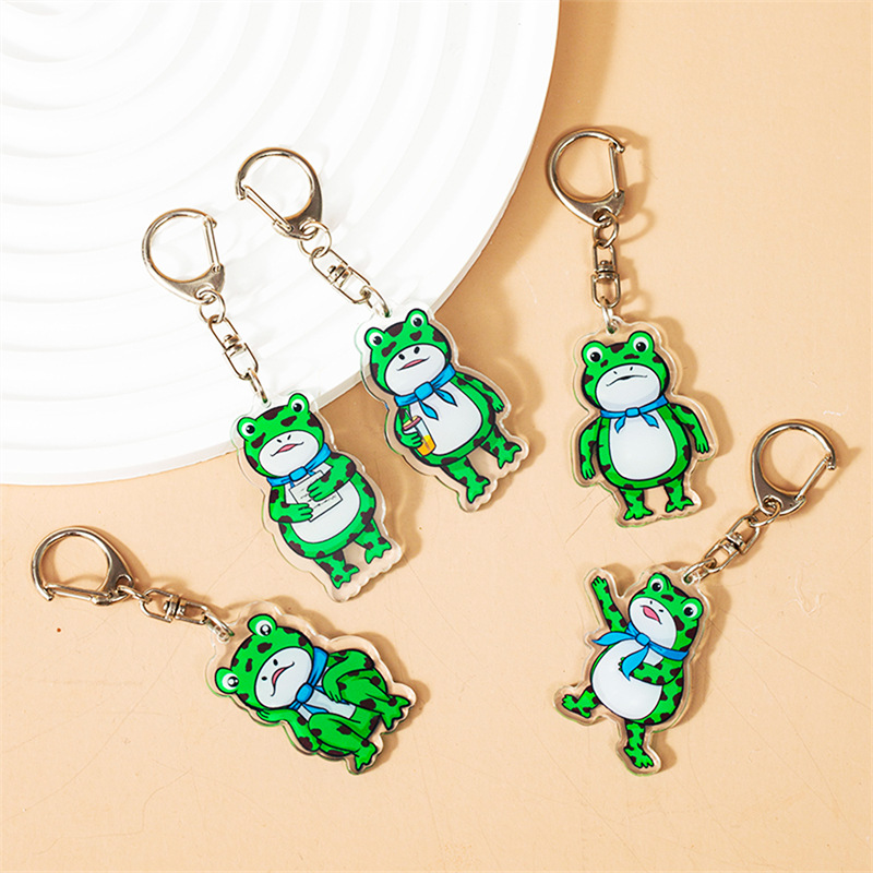 Online Influencer Cute Lonely Frog Man Cartoon Acrylic Keychain Hanging Bag Earphone Sleeves Small Pendant Keychain