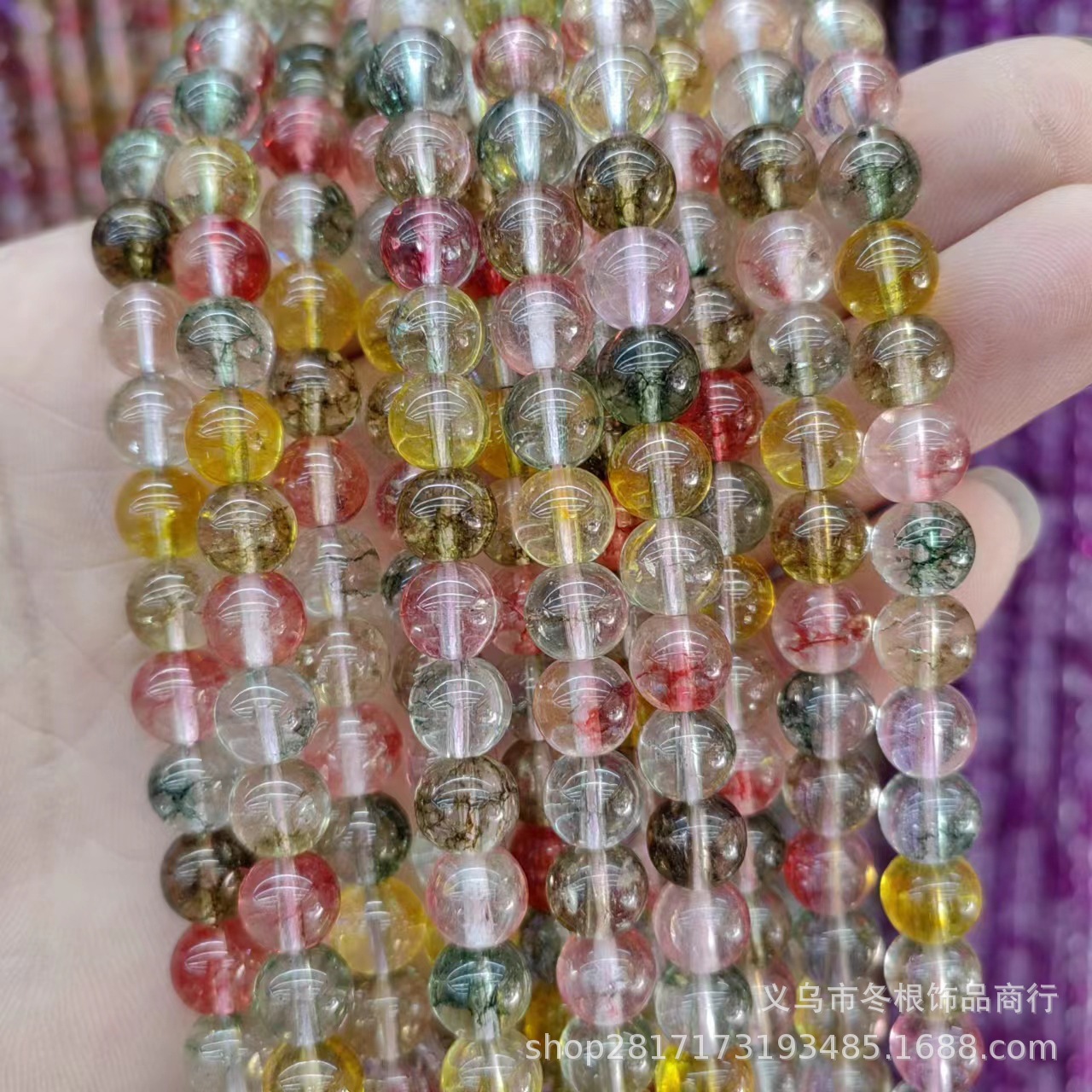 厂家直销高品质优化糖果色玉髓散珠水晶碧玺圆珠diy饰品配件批发