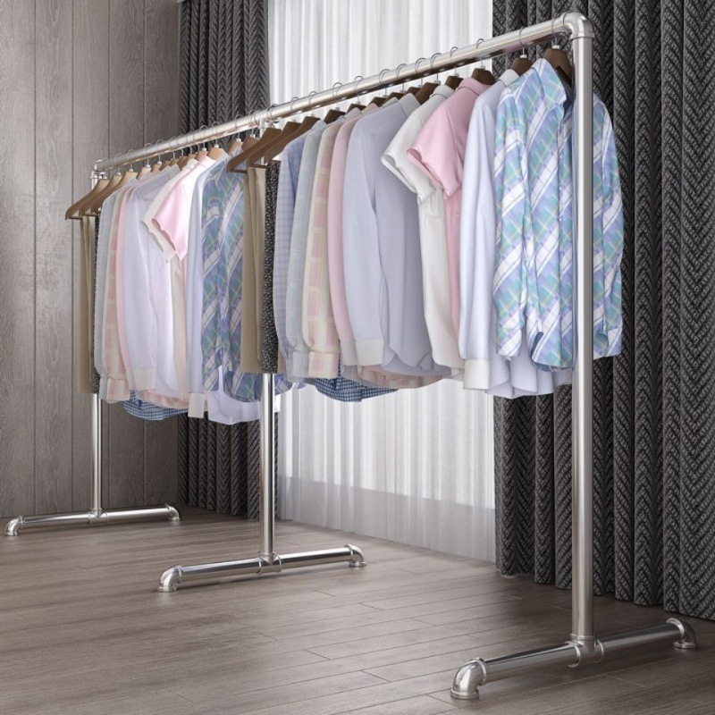 78成交6箱晾衣架批发钢管落地服装展示架地摊室外阳台晒被杆