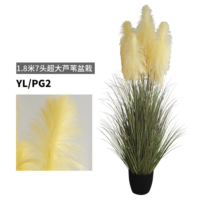 Studio Photography Props Simulation Onion Grass Potted Plant Living Room Home Ornaments Simulation 1.8 M 7-Head Reed Bonsai