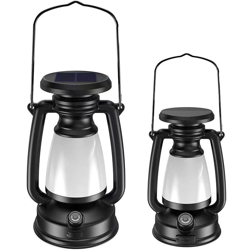 New Outdoor Retro Solar Portable Camping Lantern Charging Lamp Decorative Ambience Light Kerosene Lamp Emergency Light