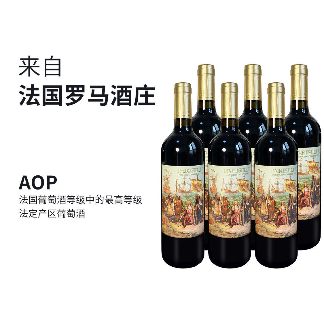 法国巴黎金狮原瓶进口干红葡萄酒单只750ml整箱6瓶装批发