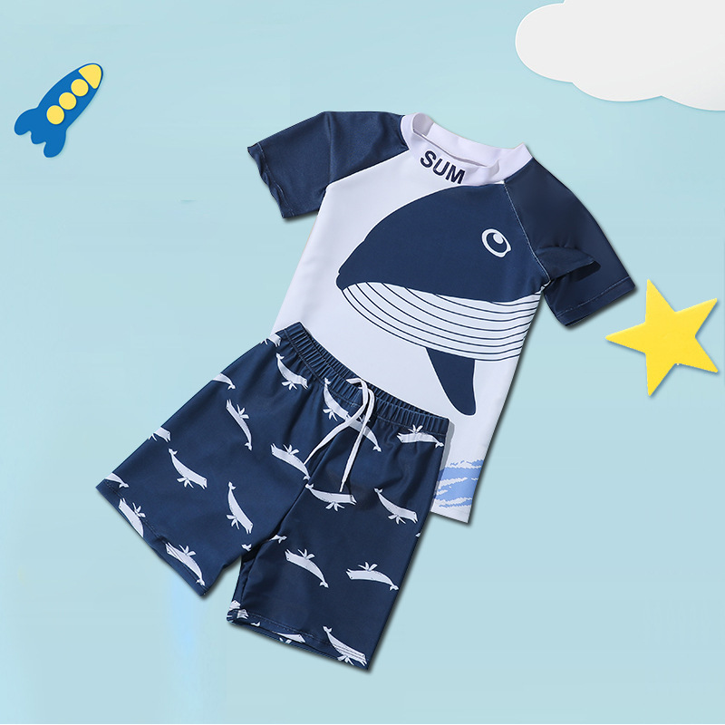 Children's Swimsuit Boys' Split Two-Piece Suit Toddler Children Teens Sun Protection Quick-Drying Swimming Suit Cute Baby Hot Spring Swimsuit