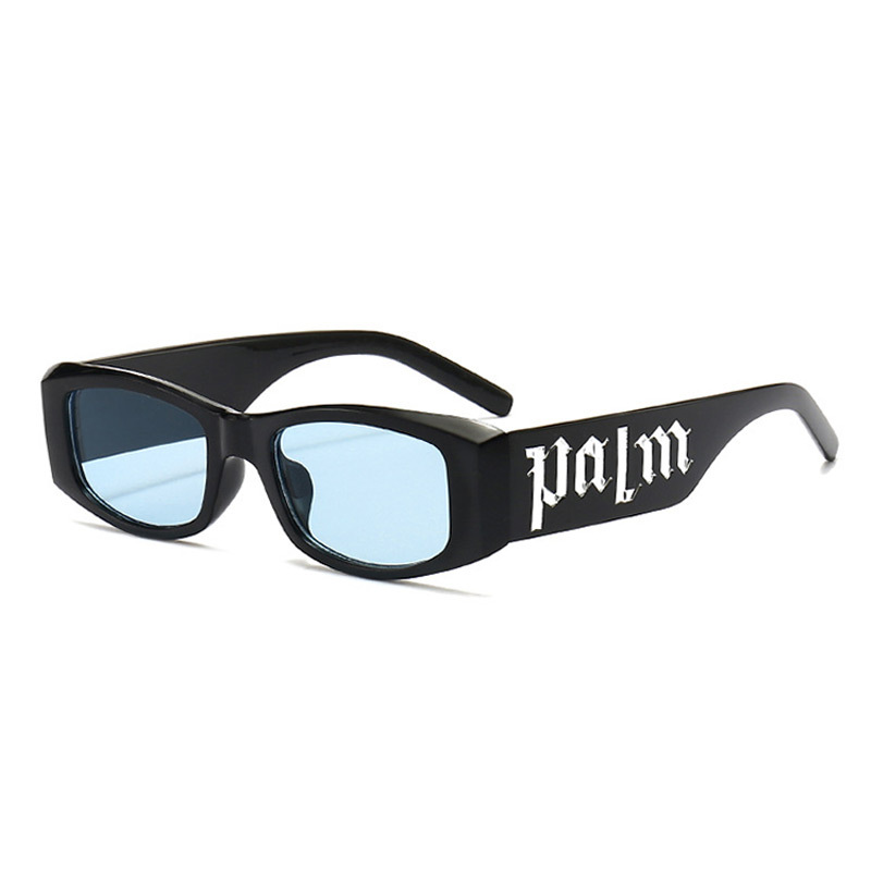 Black Frame Punk Letter Sunglasses New Trendy Ins Europe and America Cross Border Hip Hop Style High Sense Sunglasses for Small Face Women