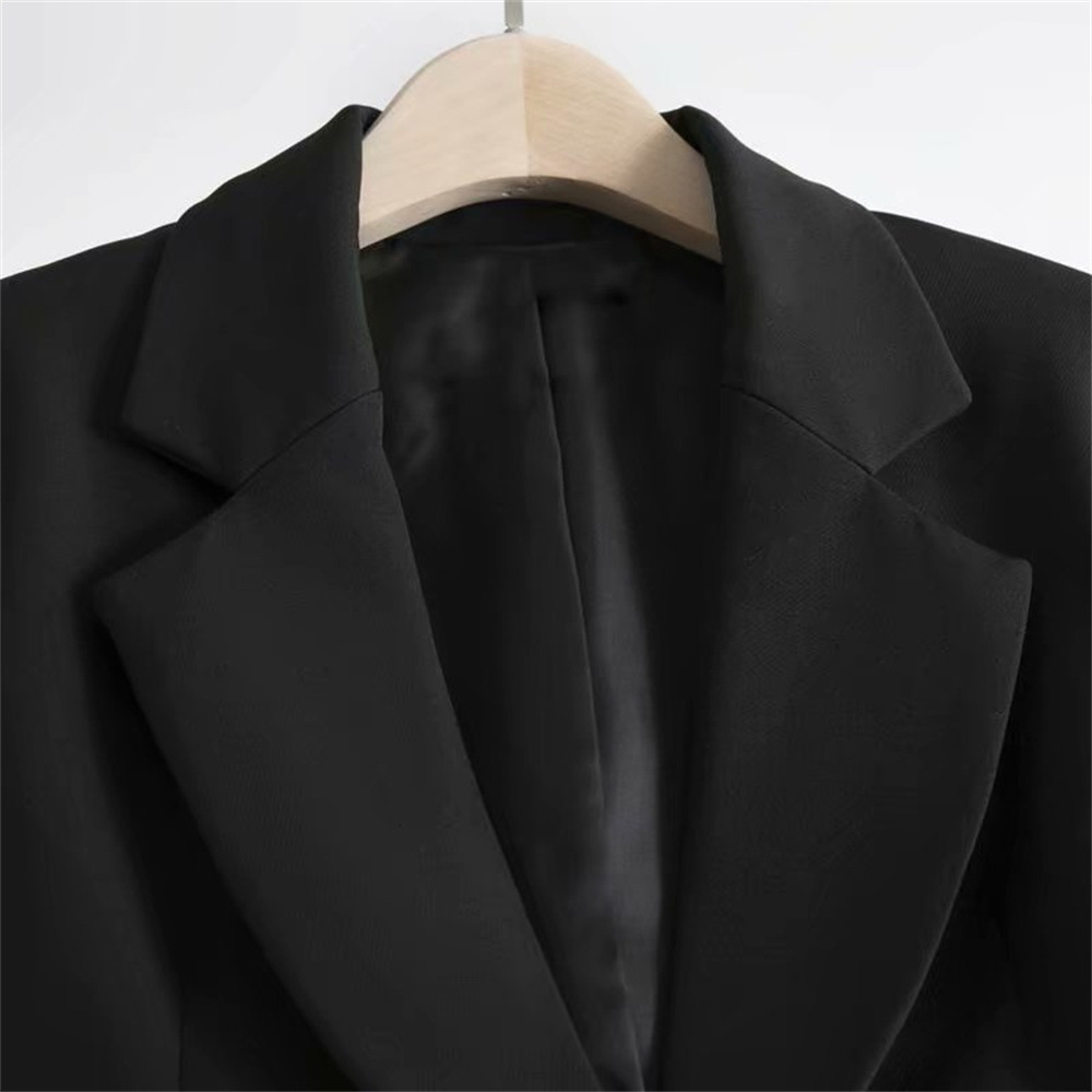 8411888bm ur hm za黑色宽松气质垫肩西装外套西服女08411888800