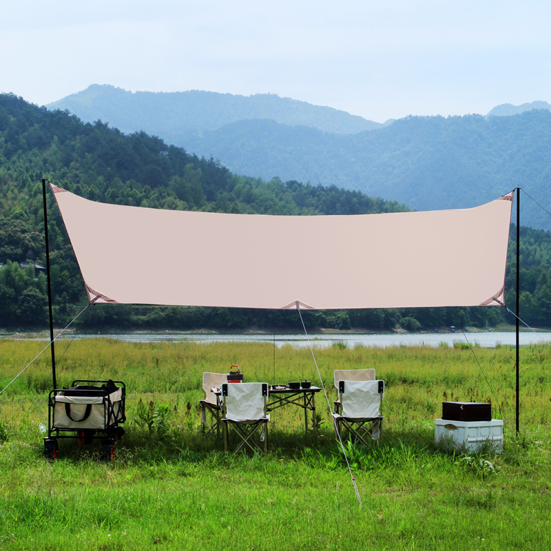 天幕帐篷户外露营遮阳涂银野餐方形六角幕布遮阳棚套装
