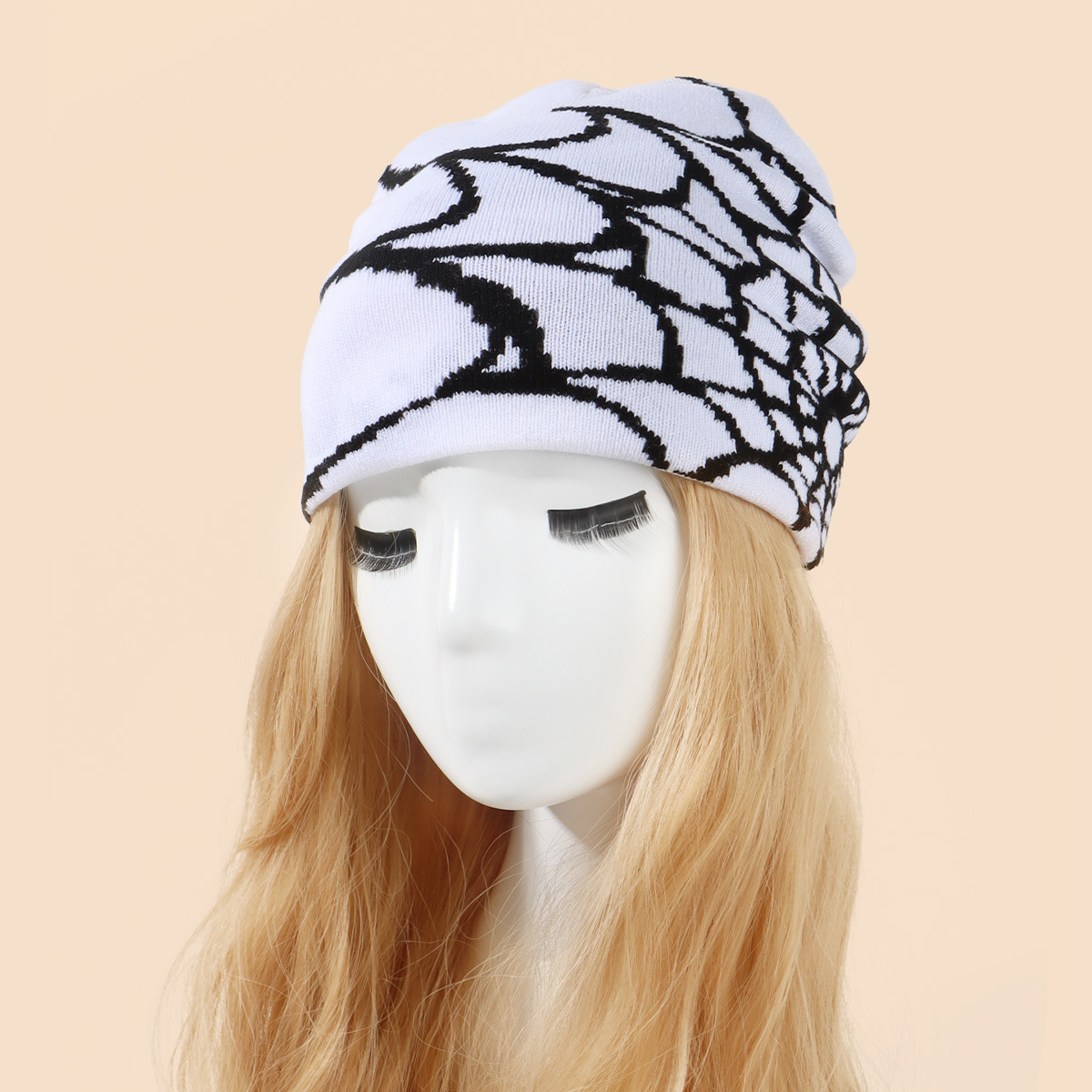 Cross-Border Shein Amazon New Spider Web Brimless Beanie Hat Cute Wool Warm Hat Cartoon Knitted Hat Female