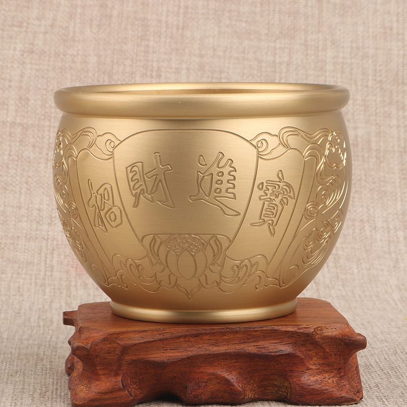 黄铜米缸铜缸摆件铜聚宝盆家用客厅装饰保招财进宝缸