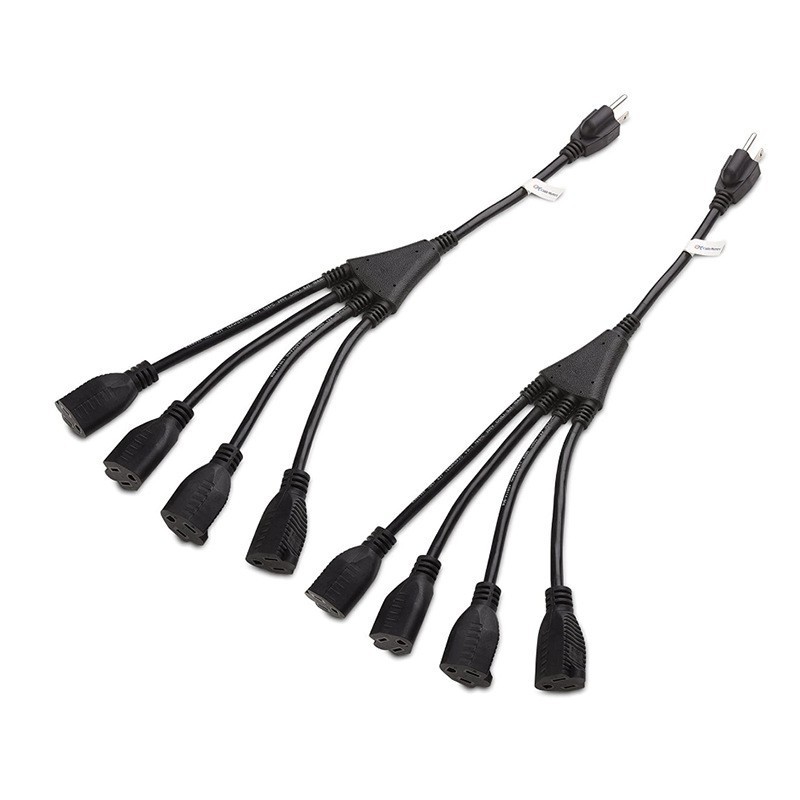 美标电源线插头美规一分二三通四通五通电源插头美式电源线连接器