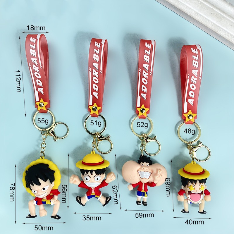 Creative Cartoon One Piece Keychain Cute Luffy Fool Luffy Key Chain Facial Expression Bag Luffy Pendant Wholesale