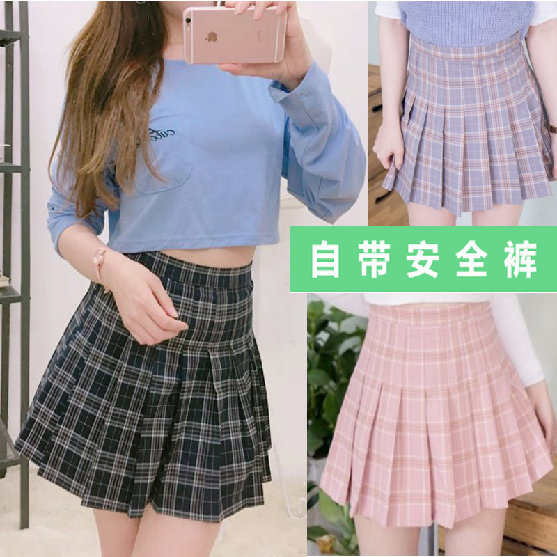 2023 Spring/Summer New Preppy Style All-Match Aa High Waist Slimming Plaid Pleated Skirt Student Tennis Skirt Skirt Women