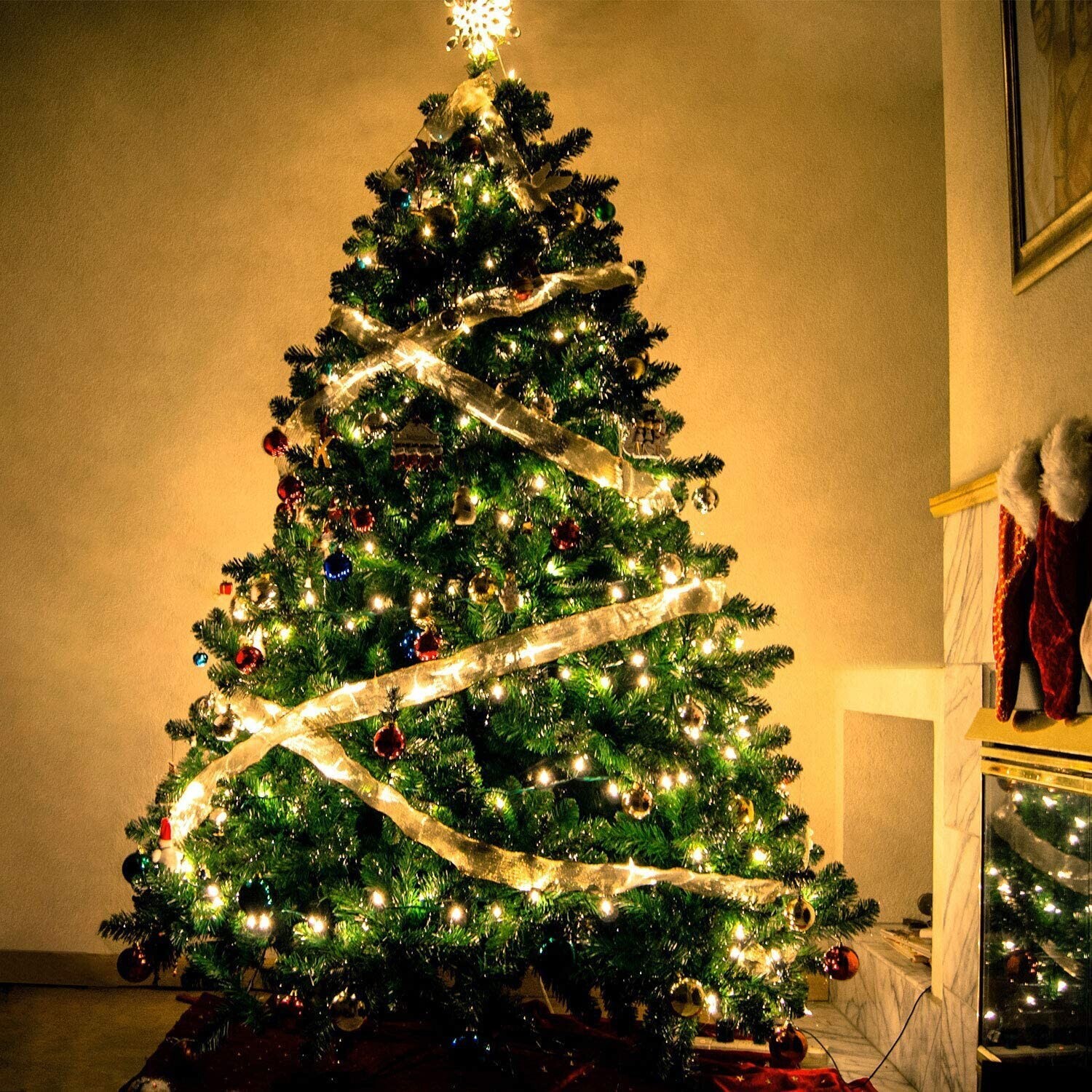 跨境节日圣诞树装饰发光灯带圣诞节气氛装饰彩带发光l e d彩灯