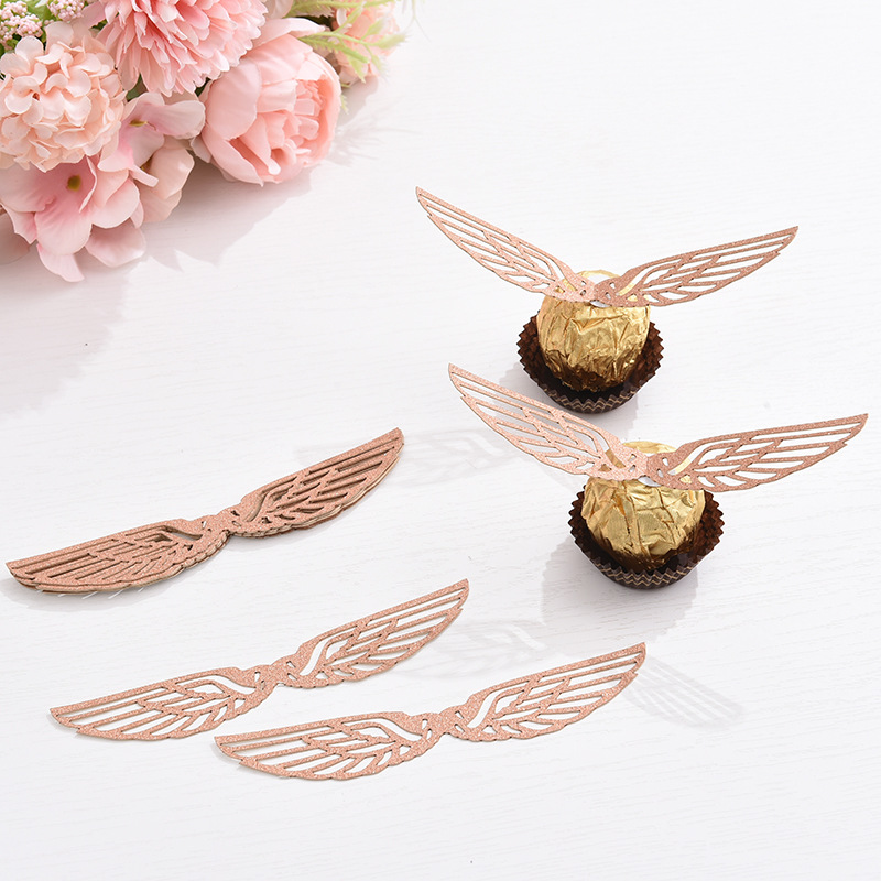 amazon 50 new hollow chocolate decorative planting flags factory wholesale cross-border hot selling cake three-dimensional wings