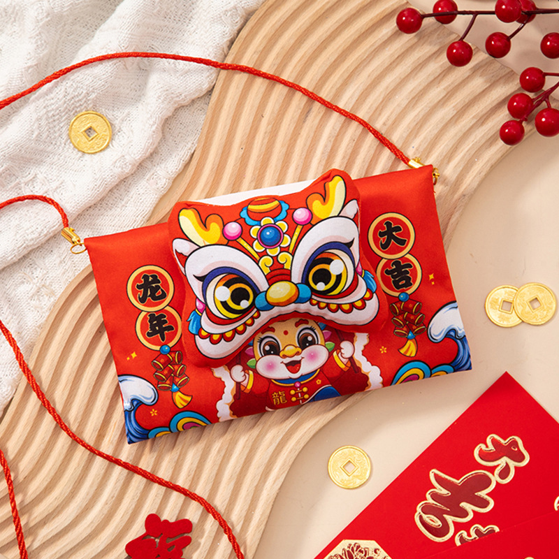 Dragon Year Red Envelope 2024 Creative New Year Lucky Money Red Pocket for Lucky Money Yuan National Style Dragon Year Lucky General Fabrics Red Envelope