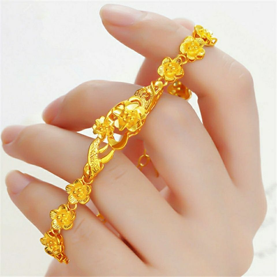 Placer Gold Bracelet Women's Pure Yellow Gold 999 Jewelry No Color Fading Korean Simple Phoenix Tail Chain Hand Jewelry Manufacturer